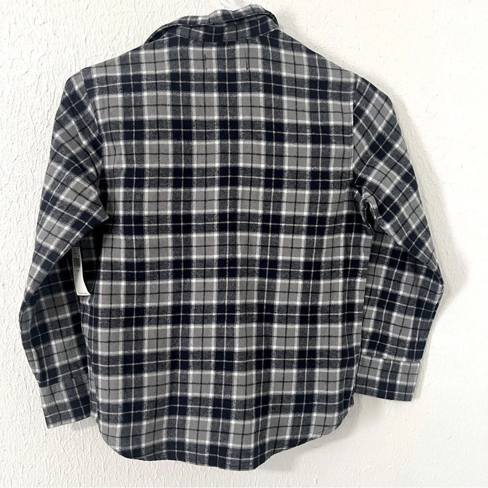 Old Navy NWT Boys Size Small (6-7) Plaid Flannel Utility Pocket Shirt Blue/Gray